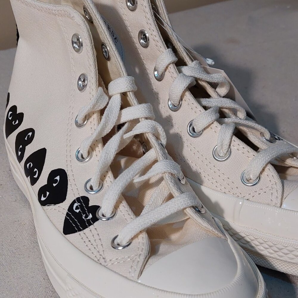 Converse x PLAY Comme des Garçons Chuck 70 Milk/Black Multi Heart Size: 8 - Picture 10 of 12